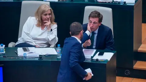 Daniel Viondi palmea el rostro de Mart&iacute;nez-Almeida durante el Pleno (foto: X)