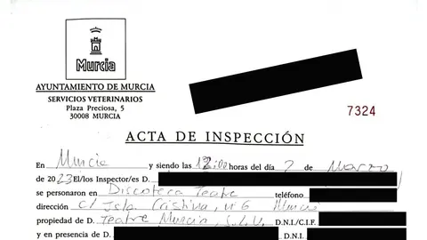 Fragmento del documento de inspecci&oacute;n sanitaria del Ayuntamiento de Murcia aportado por Teatre (foto: La 7)