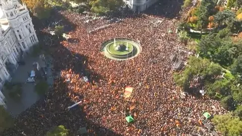 Manifestaci&oacute;n en la plaza de Cibeles (Madrid)