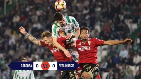 Lance del partido entre el Real Murcia y el C&oacute;rdoba que ha acabado en tablas (foto: La 7/Real Murcia)
