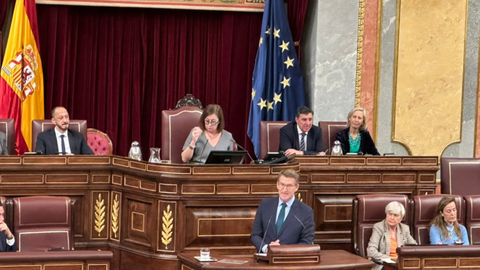 Alberto N&uacute;&ntilde;ez Feij&oacute;o, en la tribuna de oradores este martes en el Congreso