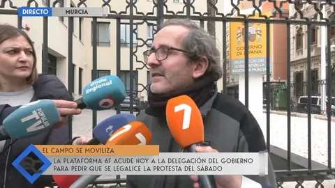 Diego Conesa, l&iacute;der y portavoz de la plataforma 6F, anuncia su intenci&oacute;n de comenzar las movilizaciones en la Regi&oacute;n en la madrugada del viernes al s&aacute;bado (foto: La 7)