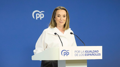 La secretaria general del Partido Popular, Cuca Gamarra, comparece durante el seguimiento de la jornada electoral de los comicios auton&oacute;micos de Galicia, en la sede nacional del Partido Popular (Foto: Jes&uacute;s Hell&iacute;n - Europa Press)