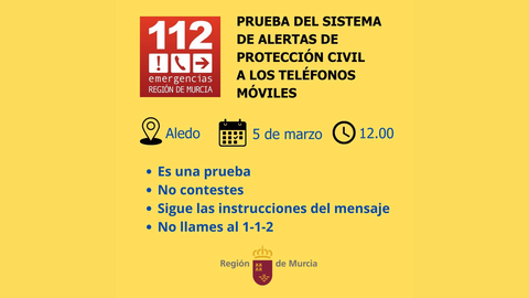 Prueba del sistema de alertas der Protecci&oacute;n Civil a los tel&eacute;fonos m&oacute;viles