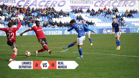 Imagen del primer gol del Linares ante el Real Murcia (Foto: X Linares Deportivo)
