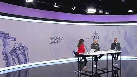 Entrevista de Tati Garc&iacute;a a J.I. S&aacute;nchez, presidente del Cabildo de Cofrad&iacute;as de Murcia, y Domingo Garriga, Nazareno del A&ntilde;o 2024 (foto: La 7)
