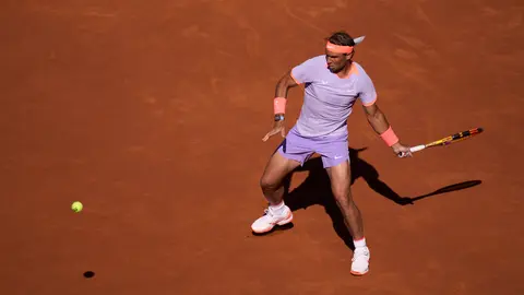 Rafa Nadal en su estreno en el Torneo Conde de God&oacute; 2024 (foto: Barcelona Open)