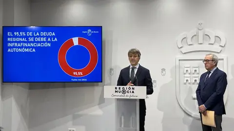 El consejero y el autor del estudio, en la rueda de prensa (foto: CARM)
