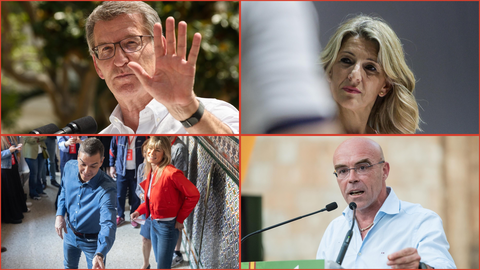 Alberto N&uacute;&ntilde;ez Feij&oacute;o, Pedro S&aacute;nchez, Buxad&eacute; y Yolanda D&iacute;az,  l&iacute;deres de los distintospartidos pol&iacute;ticos