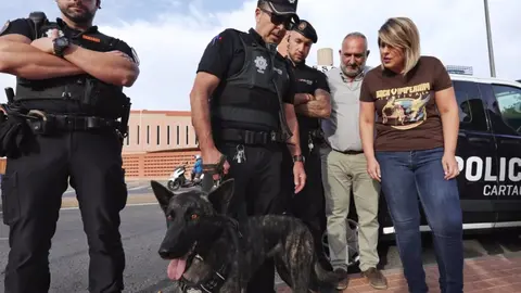 La alcaldesa de Cartagena, Noelia Arroyo, junto a perros de la unidad canina - AYUNTAMIENTO DE CARTAGENA
