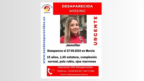 Buscan a una menor de 15 a&ntilde;os desaparecida en Murcia desde el pasado jueves (foto: SOS Desaparecidos)