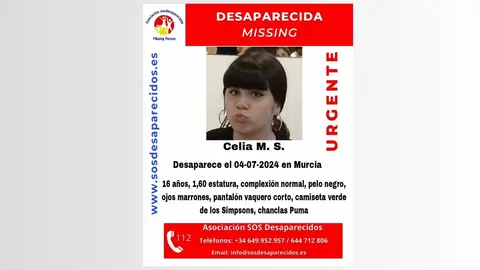 Cartel de alerta de la desaparici&oacute;n de Celia (foto: SOS Desaparecidos)