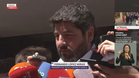 El presidente de la Regi&oacute;n de Murcia, Fernando L&oacute;pez Miras (foto: La 7)