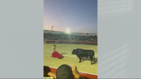 Momento previo de la cogida sufrida ayer por el novillero mexicano en Calasparra (foto: La 7)