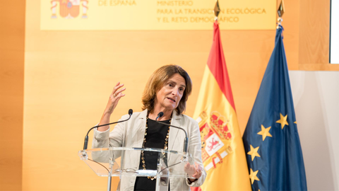 La vicepresidenta tercera y ministra para la Transici&oacute;n Ecol&oacute;gica y el Reto Demogr&aacute;fico, Teresa Ribera. (Foto: Diego Radam&eacute;s/EP)