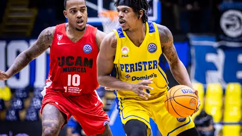 El UCAM Murcia gana al Peristeri griego y consigue su primera victoria europea de la temporada (foto: UCAM Murcia CB)
