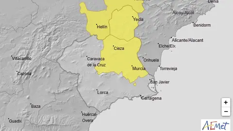Avisos para este lunes (foto: Aemet)