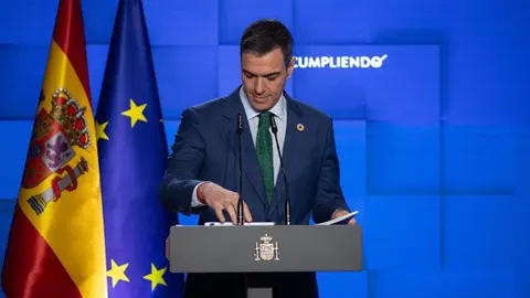 El presidente del Gobierno, Pedro S&aacute;nchez, durante una rueda de prensa posterior a la reuni&oacute;n del Consejo de Ministros (foto: EP)