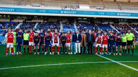Jugadores del UCAM Murcia y del Real Murcia