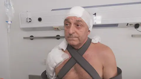 Mariano Fernandez atiende a La 7 desde su habitaci&oacute;n en el Hospital Reina Sof&iacute;a
