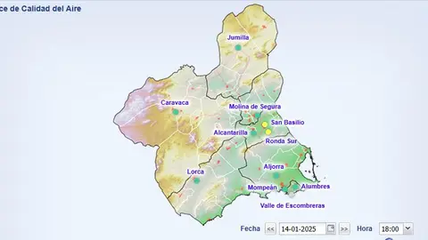 Mapa de calidad del aire en la Regi&oacute;n este martes