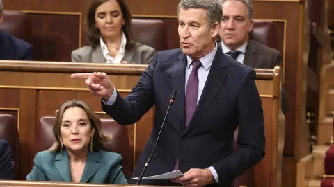 Alberto N&uacute;&ntilde;ez Feij&oacute;o, l&iacute;der del Grupo Parlamentario Popular en el Congreso, durante el Pleno d este 12 de febrero de 2025 (foto: EP)