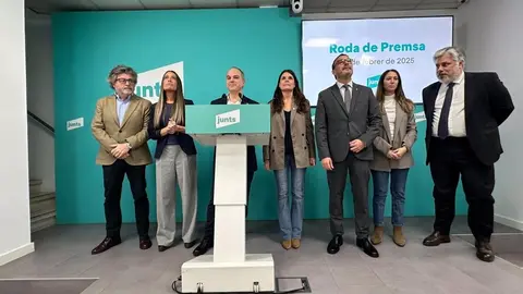 El secretario general de Junts, Jordi Turull, en una rueda de prensa junta a la Ejecutiva del partido (foto: EP)