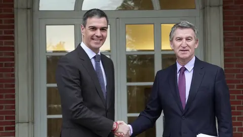 Pedro S&aacute;nchez y Alberto N&uacute;&ntilde;ez Feij&oacute;o en La Moncloa (foto: Agencias)