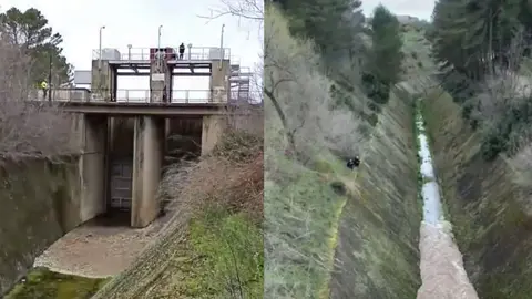 El embalse de Entrepe&ntilde;as abre sus compuertas para desembalsar por primera vez en 28 a&ntilde;os