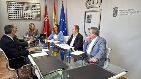 Reuni&oacute;n de las consejeras de Empresa, Marisa L&oacute;pez Arag&oacute;n, y de Agricultura, Sara Rubira, con los representantes de Proexport y Apoexpa