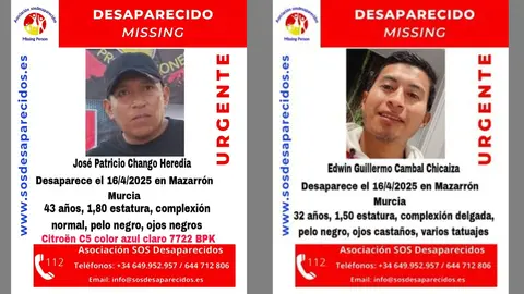 Dos hombres desaparecidos en Mazarr&oacute;n (foto: SOS Desaparecidos)