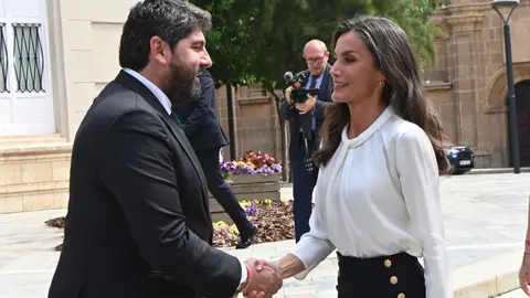 Fernando L&oacute;pez Miras y la Reina Letizia este mi&eacute;rcoles en Murcia