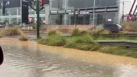 Inundaciones en la N-301, entre Murcia y Molina de Segura (foto: La 7)
