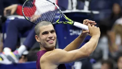 Carlos Alcaraz, este jueves, en el US Open (foto: La 7)