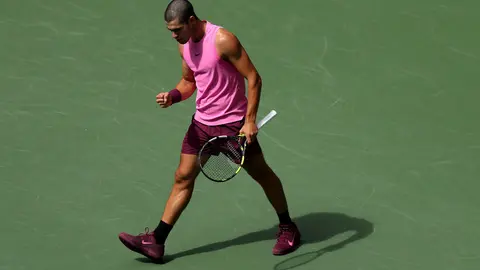Carlos Alcaraz celebra un punto en el US Open 2025
