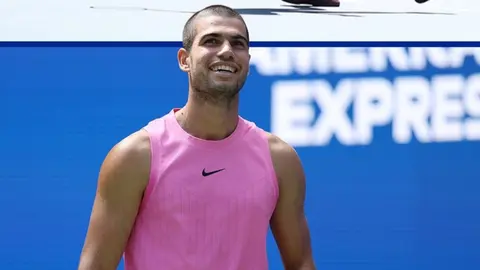 Carlos Alcaraz en el partido de octavos del US Open