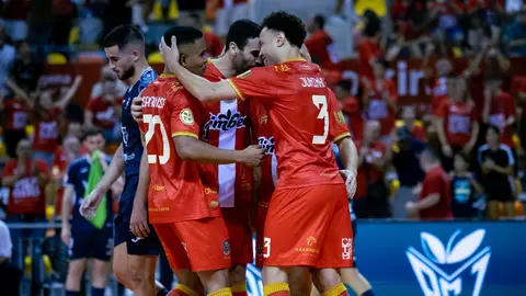 Imagen de archivo de varios jugadores del Jimbee Cartagena Costa C&aacute;lida celebrando un gol en uno de sus partidos (foto: Jimbee Cartagena)