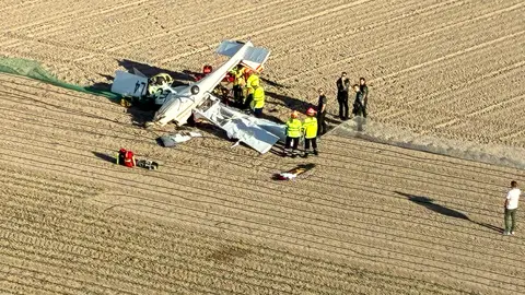 Avioneta accidentada en una finca de Totana