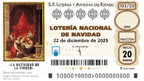 D&eacute;cimo de Loter&iacute;a de Navidad 2025 (foto: Loter&iacute;as y Apuestas del Estado)