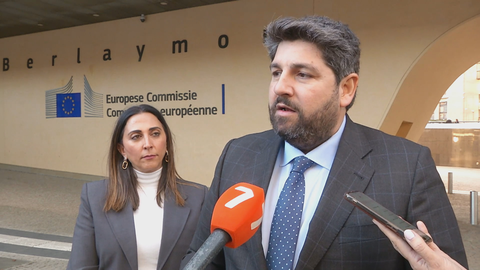 Fernando L&oacute;pez Miras, presidente de la Regi&oacute;n de Murcia, desde Bruselas este jueves 4 de diciembre de 2025 (foto: La 7)