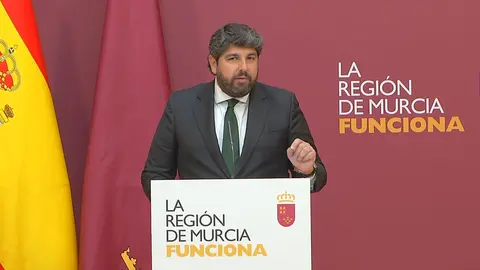 Fernando L&oacute;pez Miras, durante la presentaci&oacute;n de los retos del Gobierno regional para 2026