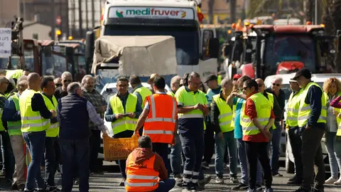 Imagen de una de las tractoradas convocadas por las organizaciones Asaja, UPA y COAG en defensa del sector agr&iacute;cola en la Regi&oacute;n