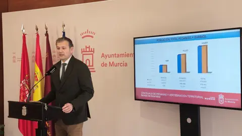 El concejal de Pedan&iacute;as y Vertebraci&oacute;n Territorial, Marco Antonio Fern&aacute;ndez, ha presentado los datos correspondientes al Padr&oacute;n Municipal de Habitantes con fecha de 1 de enero de 2025 (foto: Ayuntamiento de Murcia)