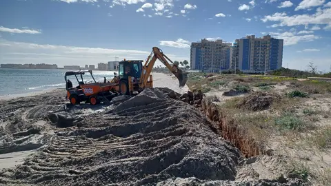El MITECO inicia las obras de restauraci&oacute;n dunar en seis &aacute;reas del norte de La Manga del Mar Menor (San Javier, Murcia)