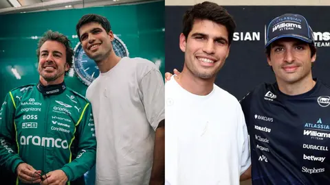Carlos Alcaraz visita a Alonso y Sainz en Bahr&eacute;in antes de debutar en Doha (foto: Carlos Alcaraz)