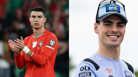 Cristiano Ronaldo y Ferm&iacute;n Aldeguer (foto: La 7)
