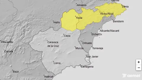 Aviso amarillo en el Altiplano (foto: Aemet)