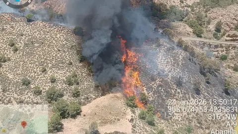 Un incendio forestal moviliza al Plan Infomur en la sierra de Macisvenda, en Abanilla (foto: 112)