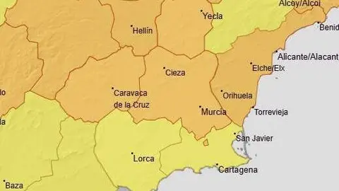 La Regi&oacute;n de Murcia se prepara para otra jornada de calor extremo con hasta 42 grados (foto: Aemet)