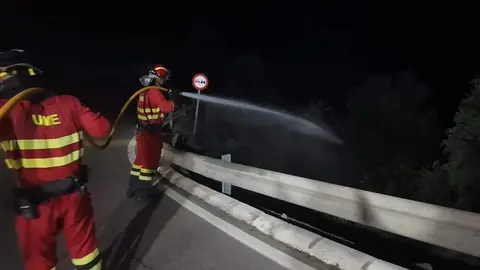 Un equipo de la UME act&uacute;a contra el incendio de Los Gallardos (Almer&iacute;a) en la madrugada del domingo 12 de julio (foto: EP)